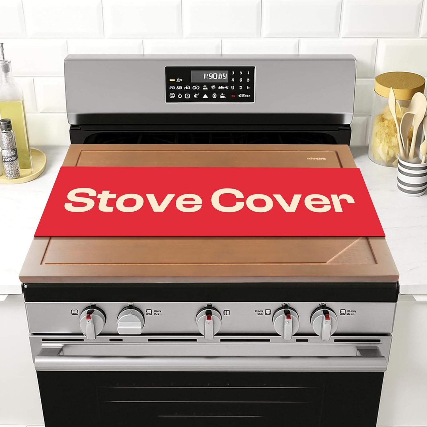 Natural Acacia Stove Cover for Gas Electric