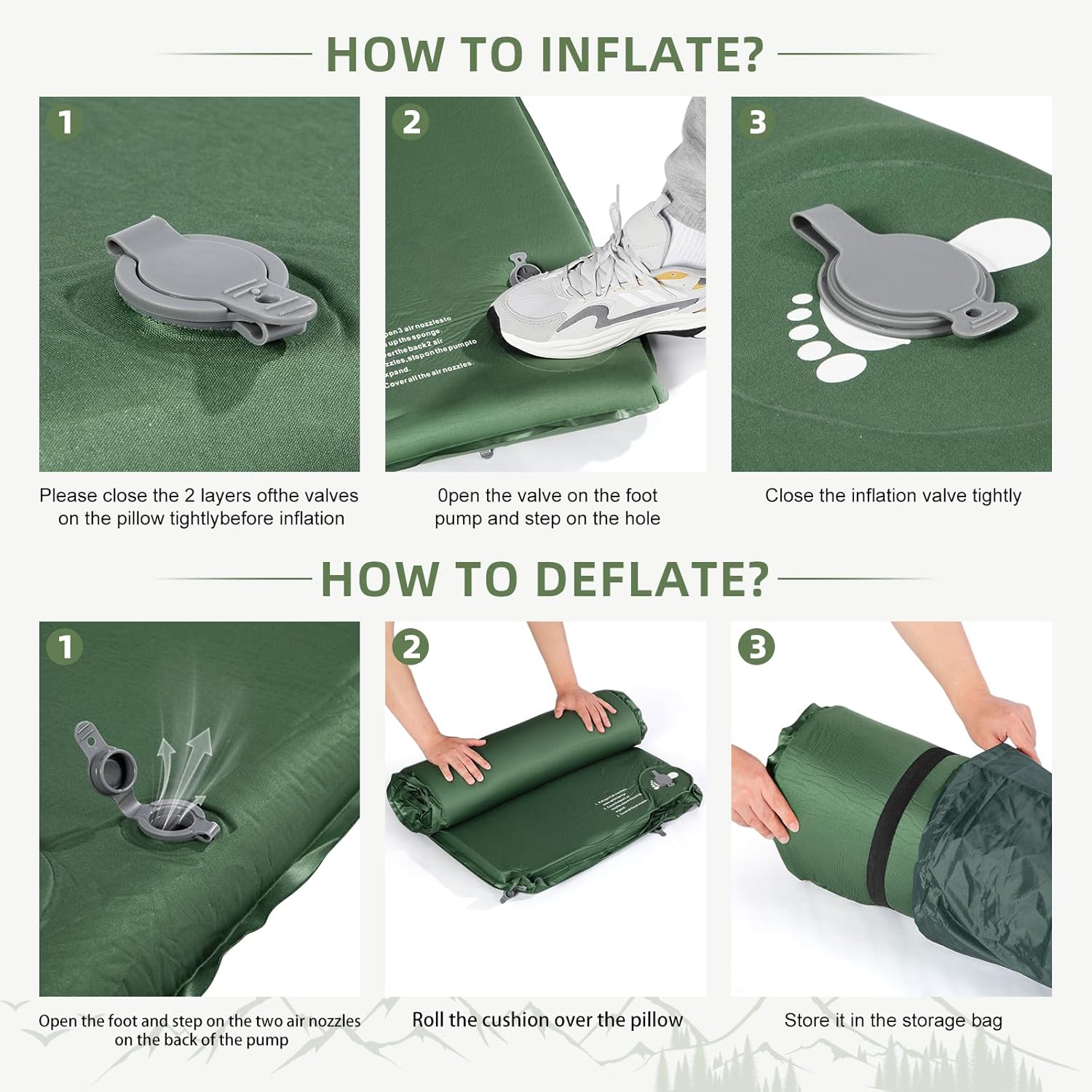 Memory Foam Camping Pad Sleeping Mat with Pillow