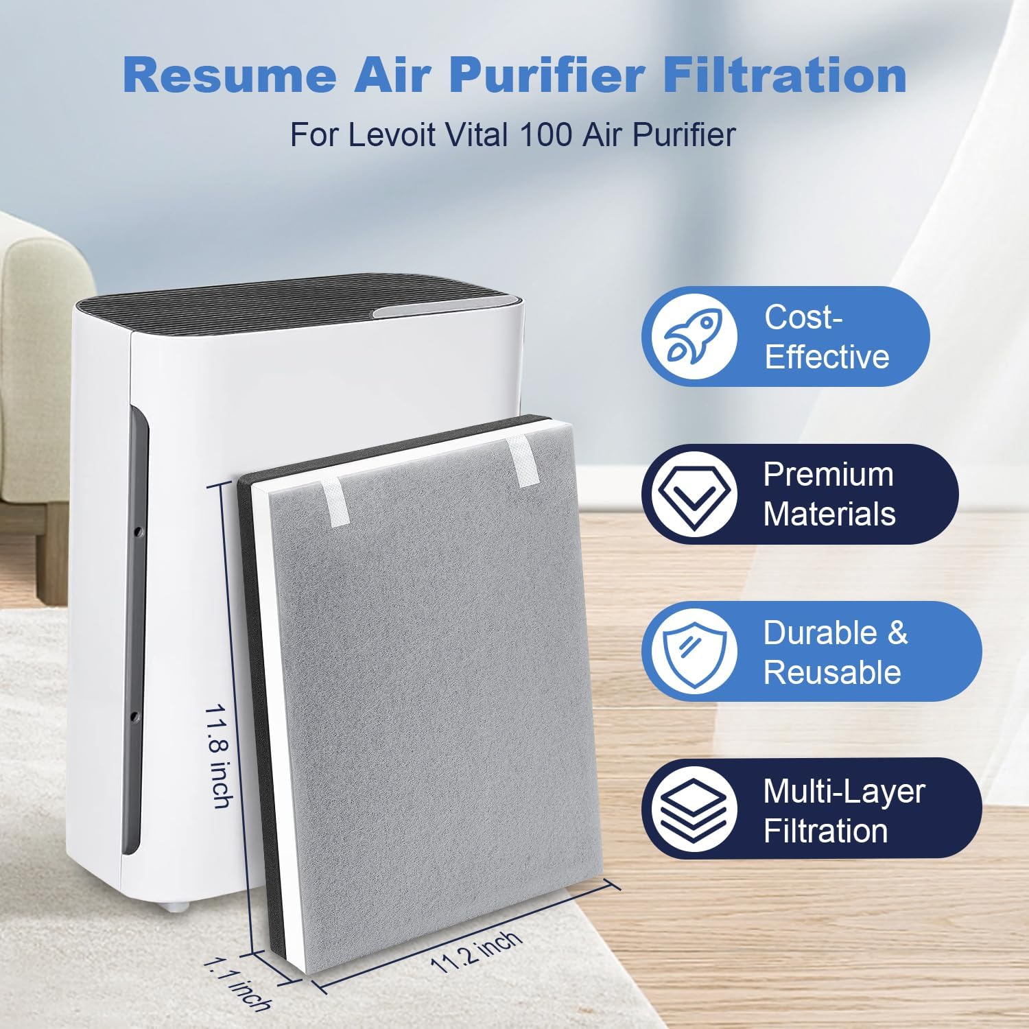 2 Pack Vital 100 True HEPA Replacement Filter
