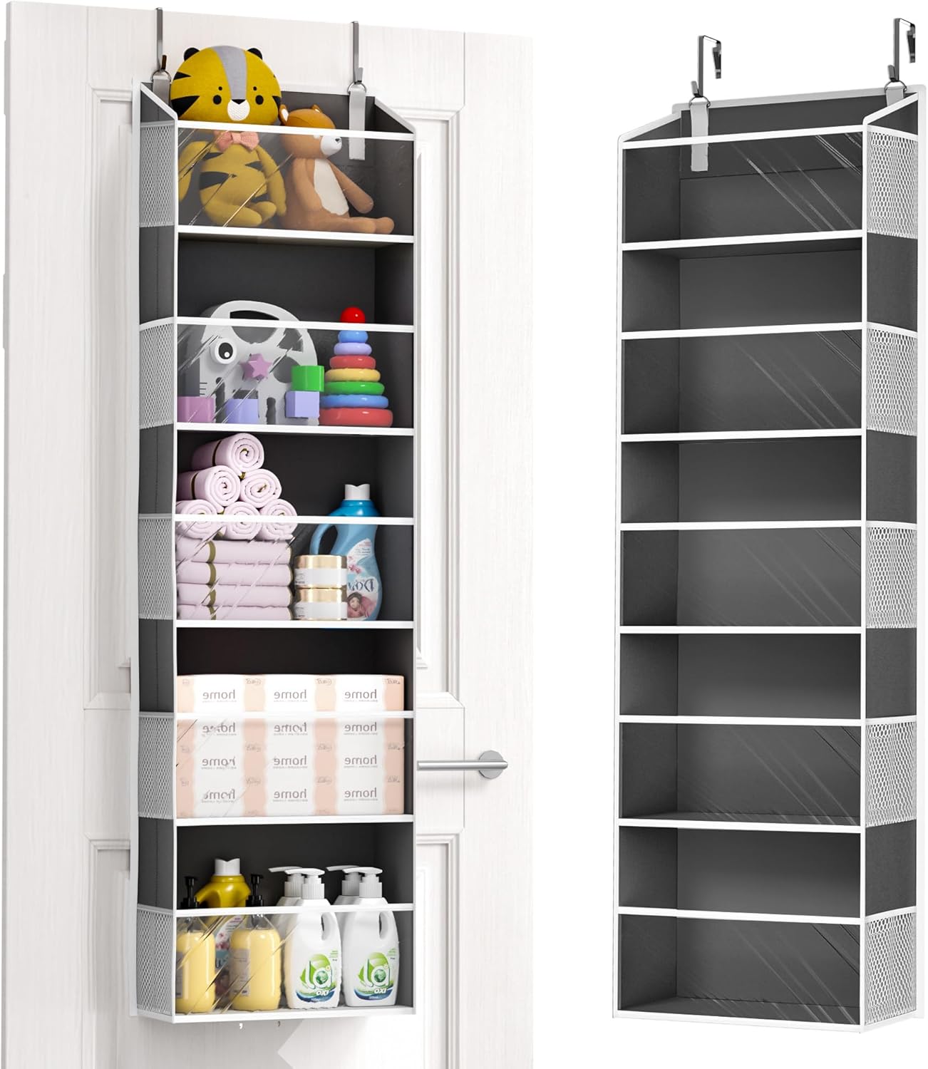 Door Organizer with 5 Large Pockets 10 Mesh Side Pockets