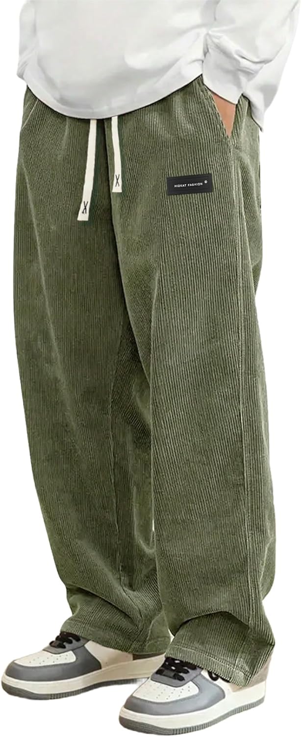 Mens Corduroy Casual Pants Fashion Loose