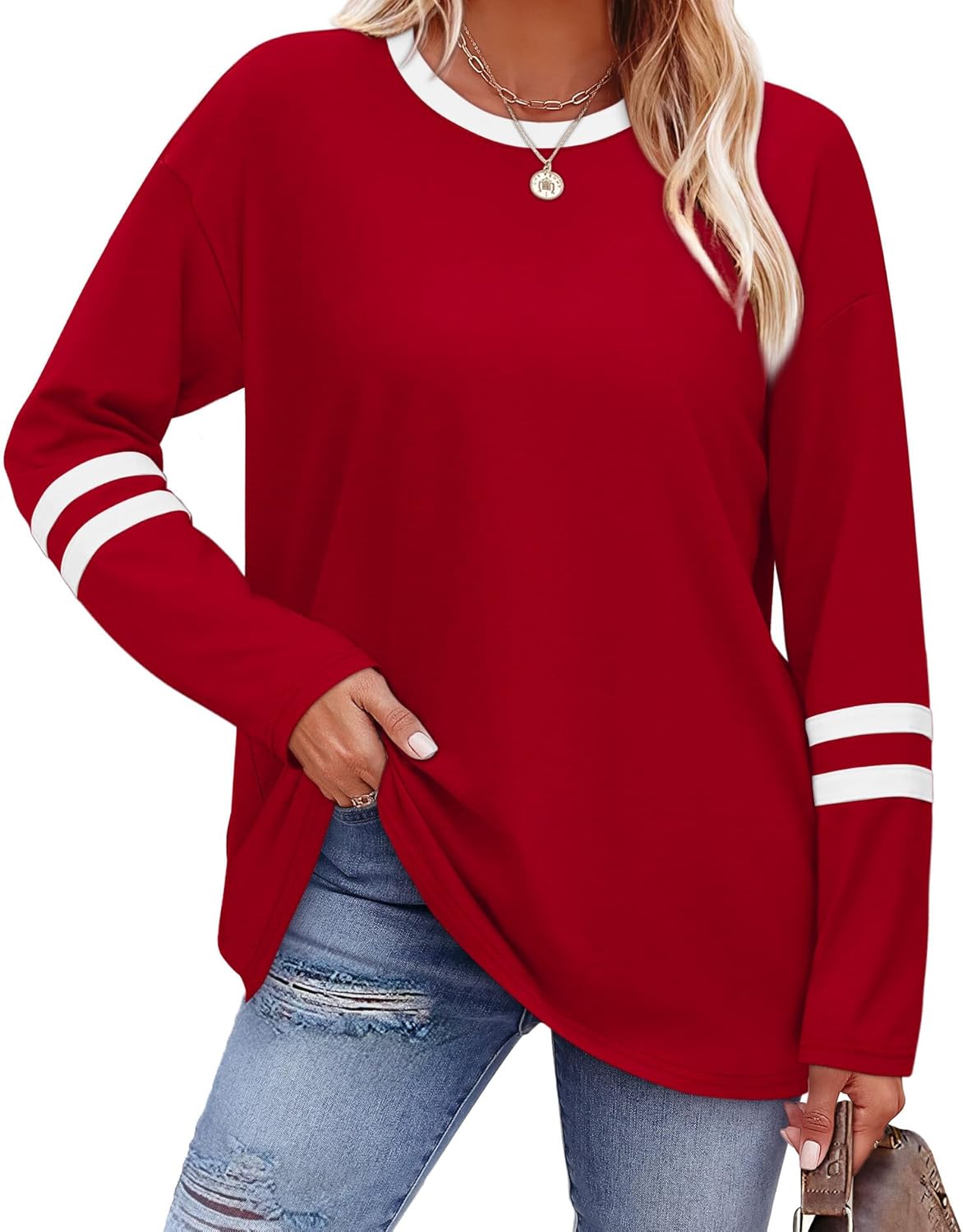 Sampeel Women’s Color Block Long Sleeve Top