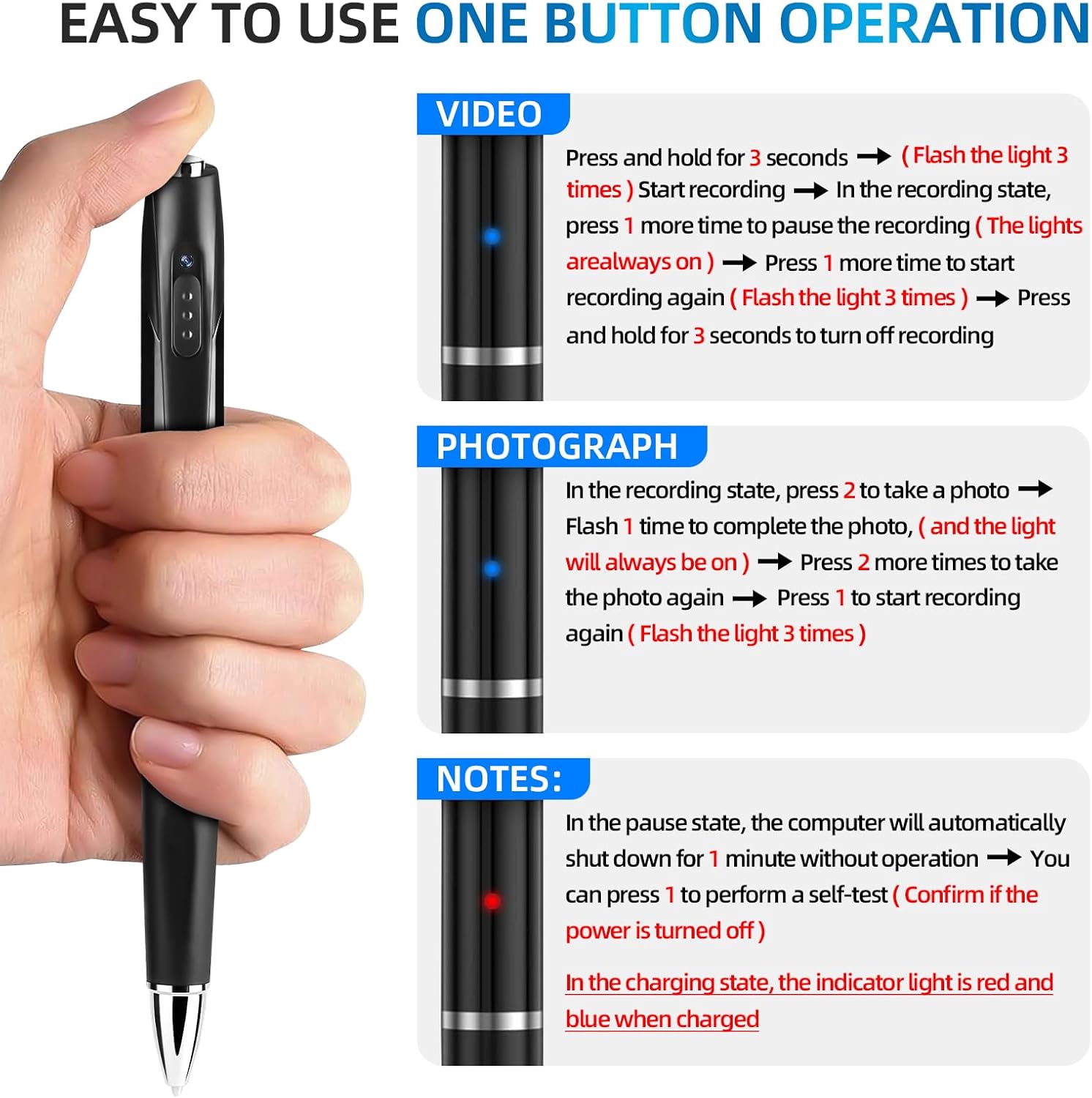 1080P Body Camera Long Battery Life Micro Pen Camera