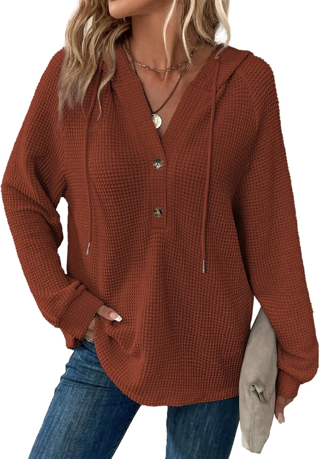 Dokotoo Hoodies for Women Waffle Knit Long Sweatshir