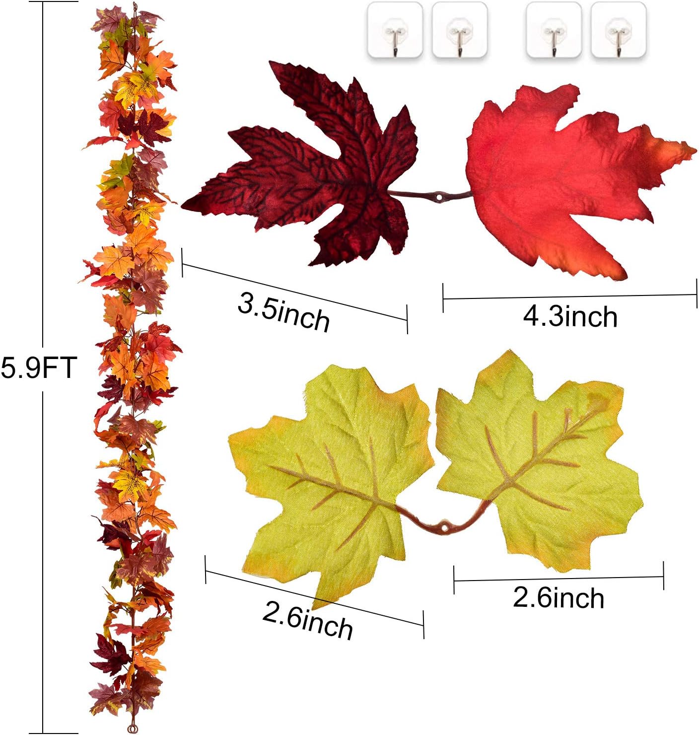 DearHouse 2 Pack Fall Garland Maple Leaf