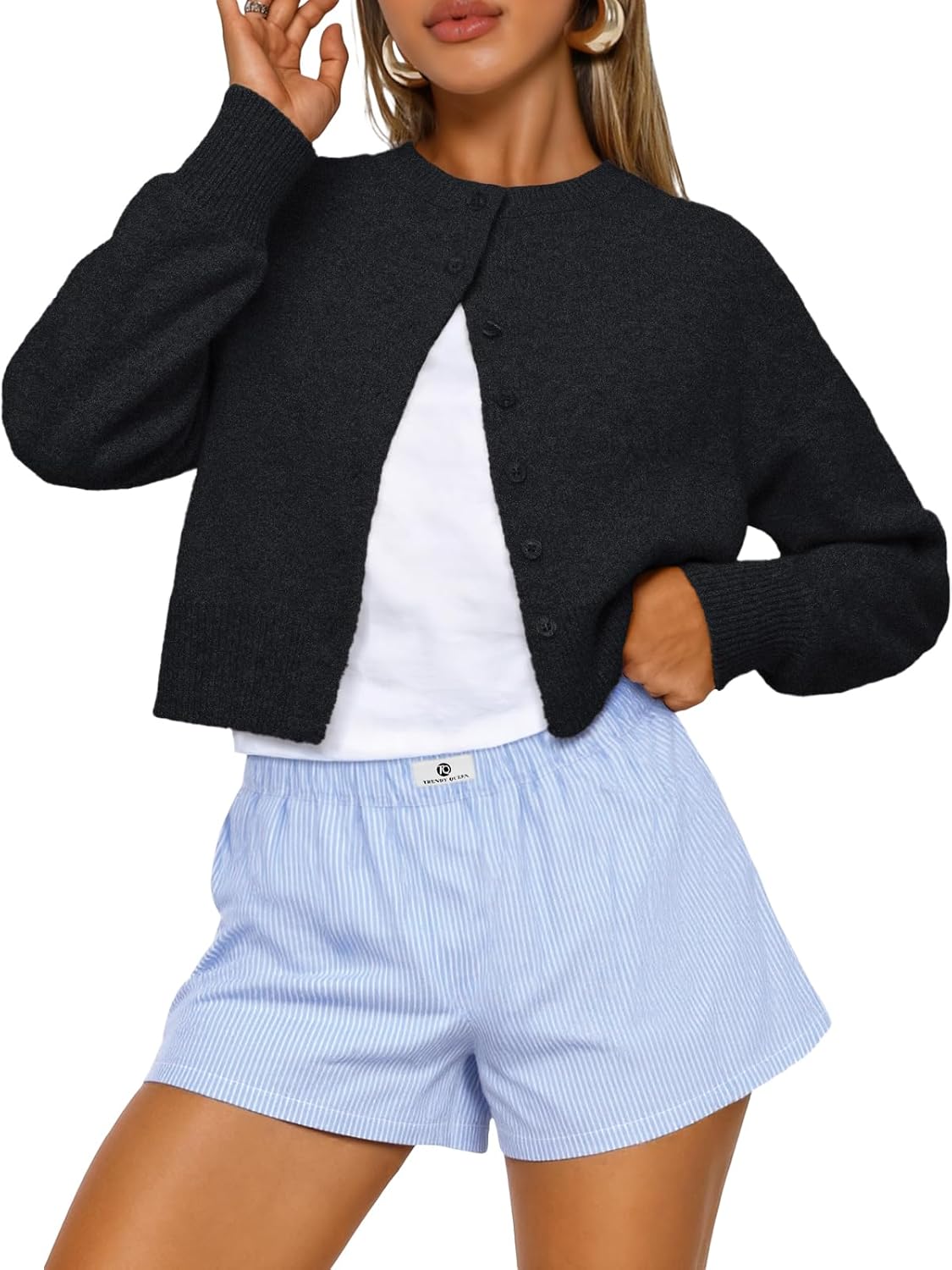 Trendy Queen Women’s Cropped Cardigan Sweater
