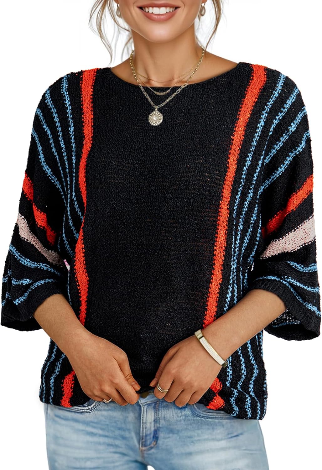 Dokotoo Womens Fall Casual Crewneck Sweaters