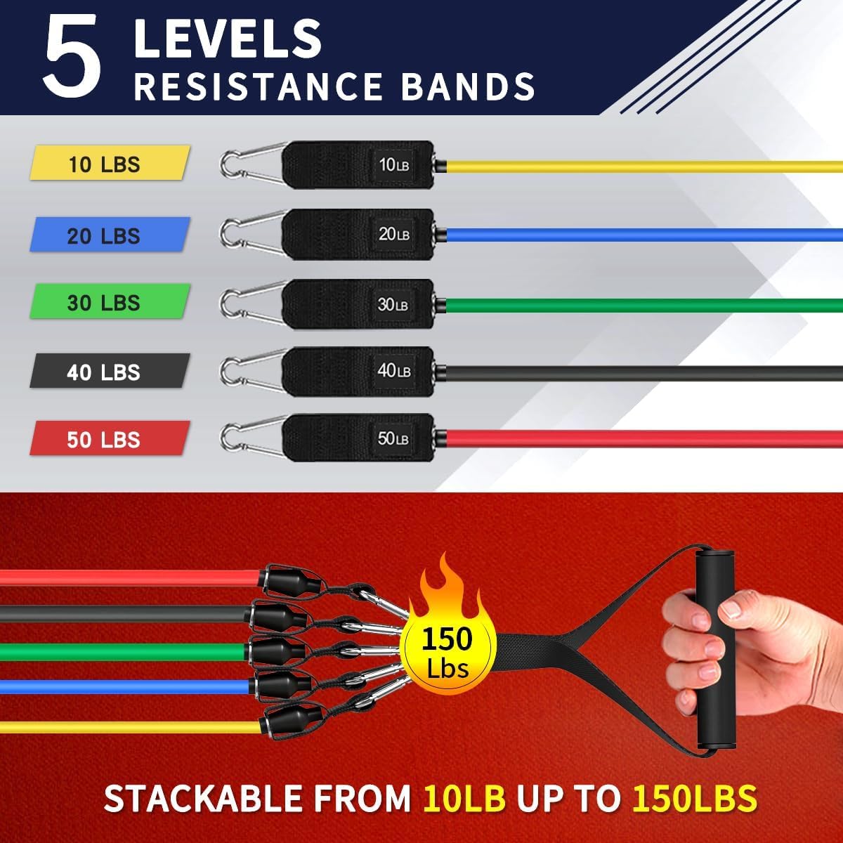Exercise Bands with Handles for Home Gym