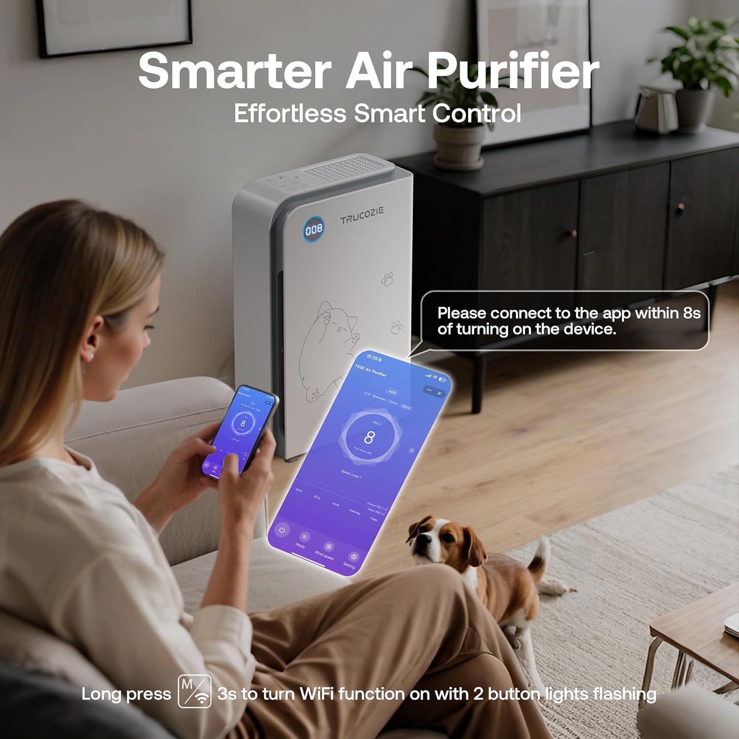 Large Room Air Purifier for Cats & Dogs