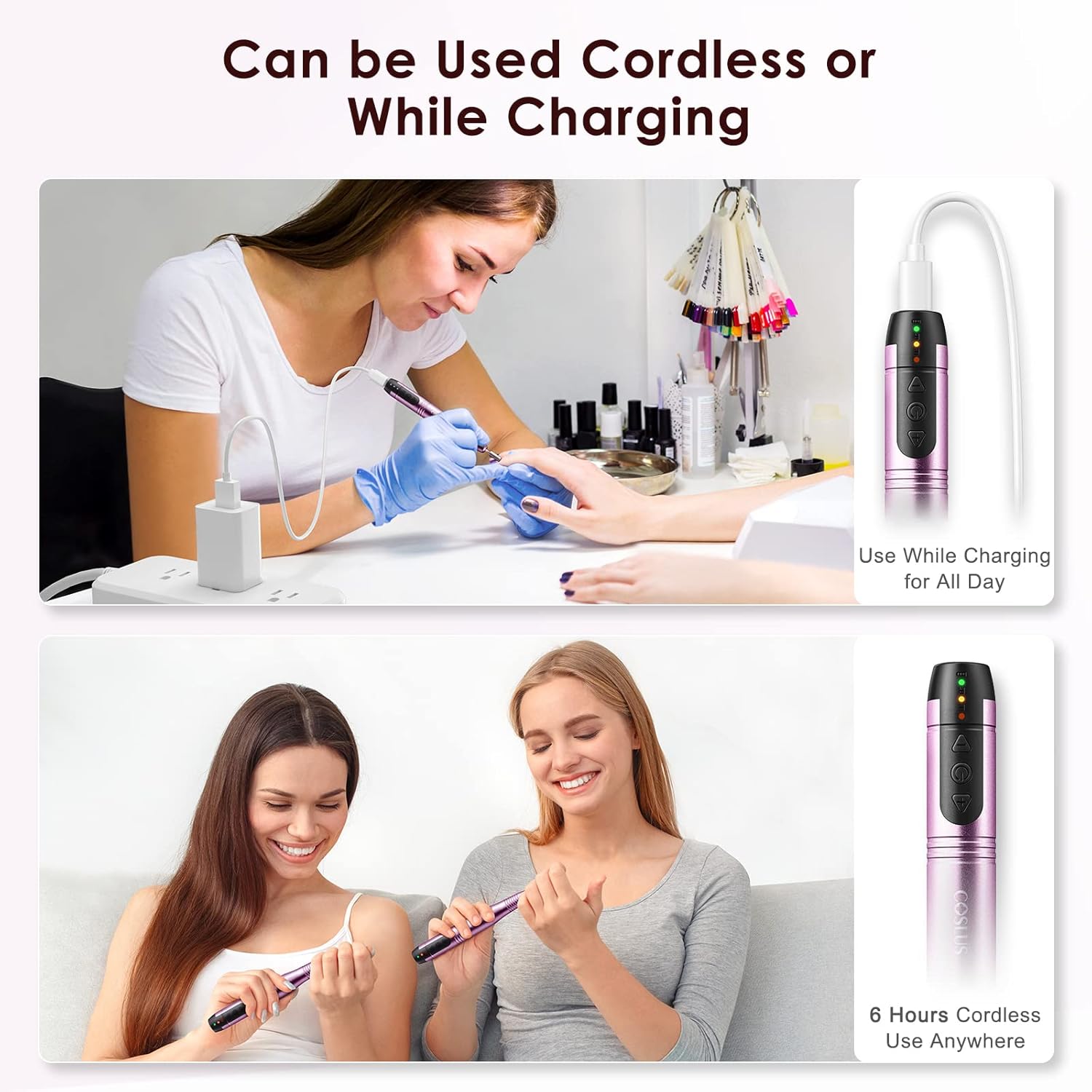 COSLUS Cordless Nail Drill Electric File Pedicure Nail Set