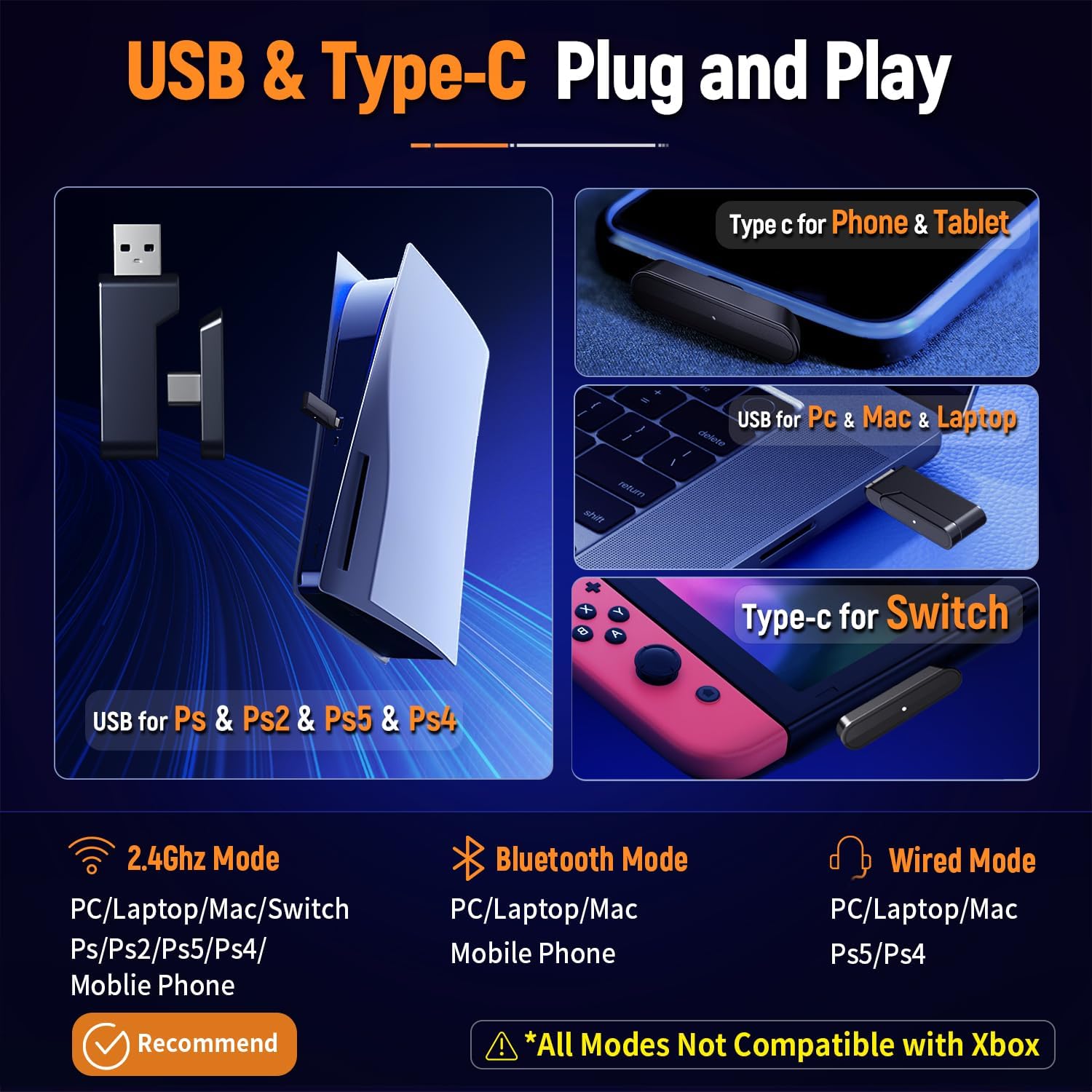 Ozeino Wireless Gaming Headset with Mic