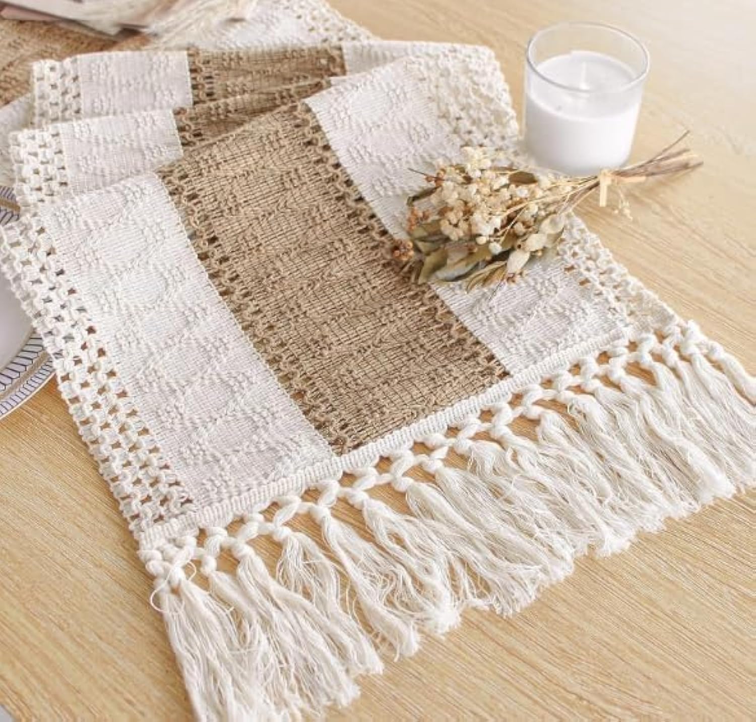 FEXIA Boho Table Runner for Thanksgiving Fall Christmas