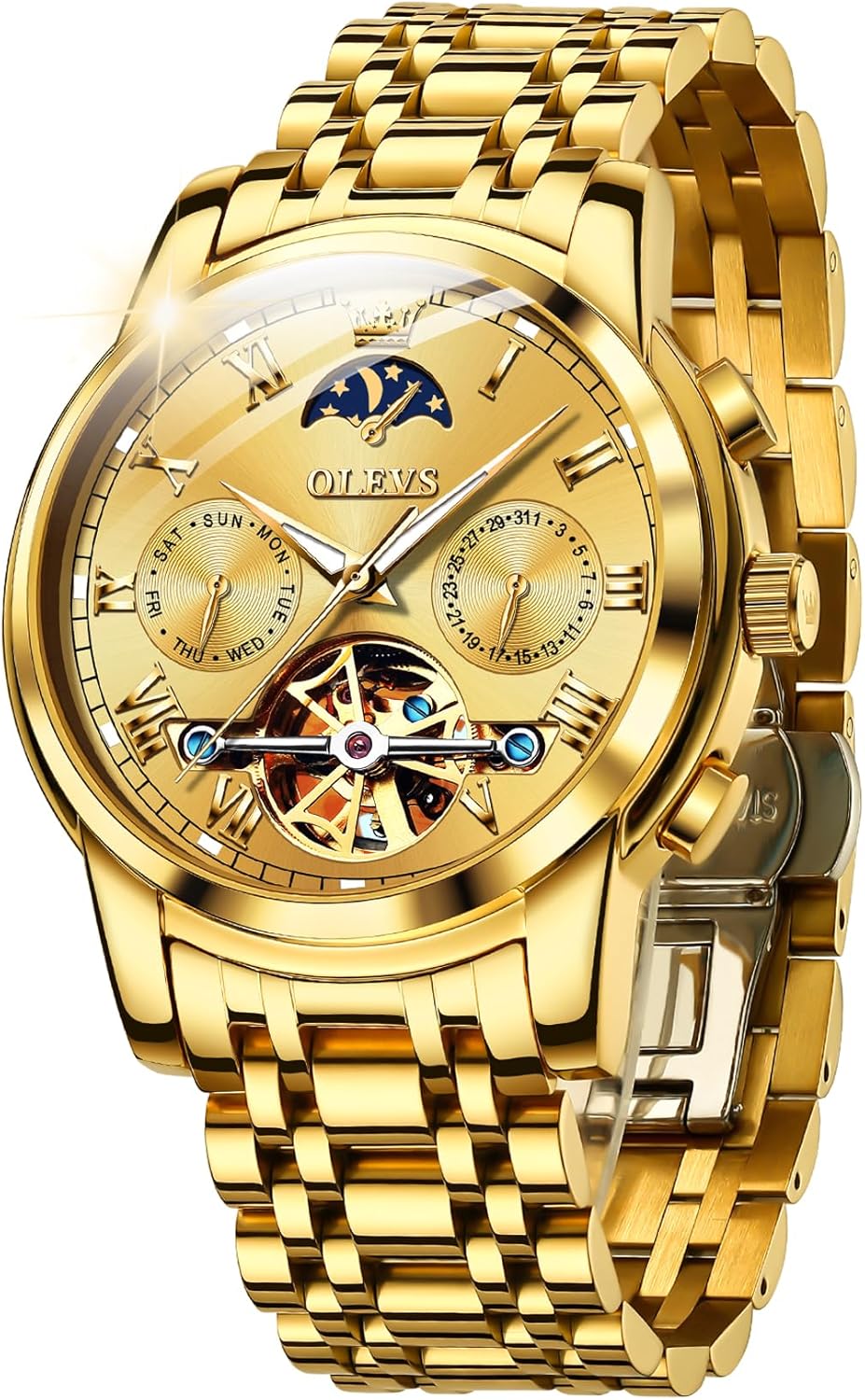 OLEVS Mens Automatic Watches Skeleton Mechanical