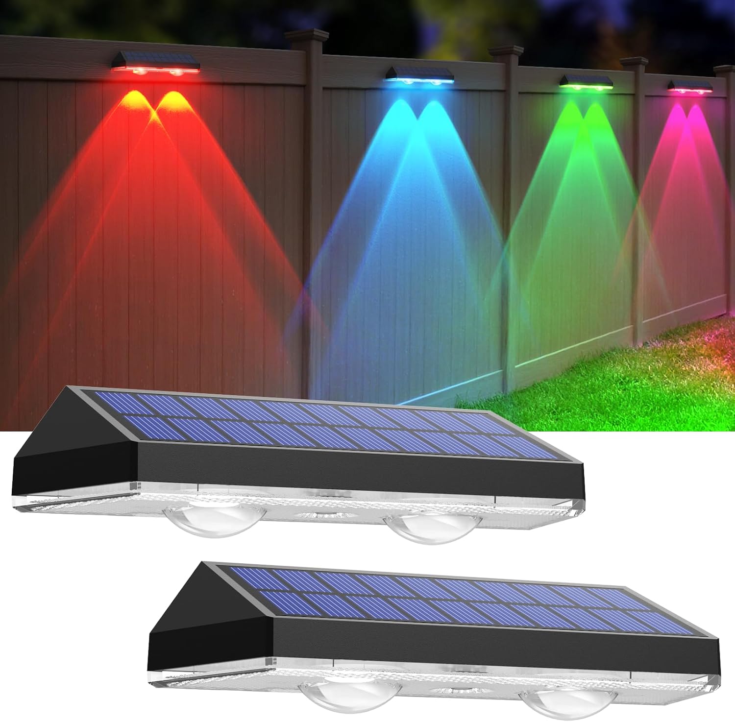 Solar Fence Lights Outdoor Waterproof LED Fence Light