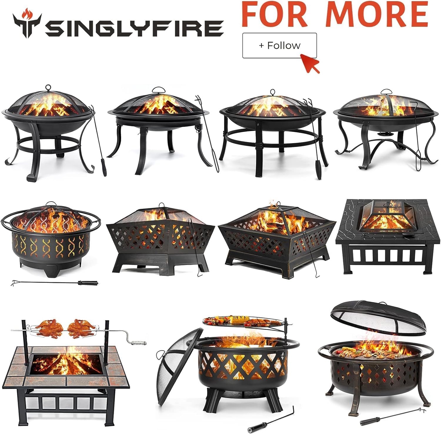 SINGLYFIRE 22 inch Fire Pit for Outside Outdoor