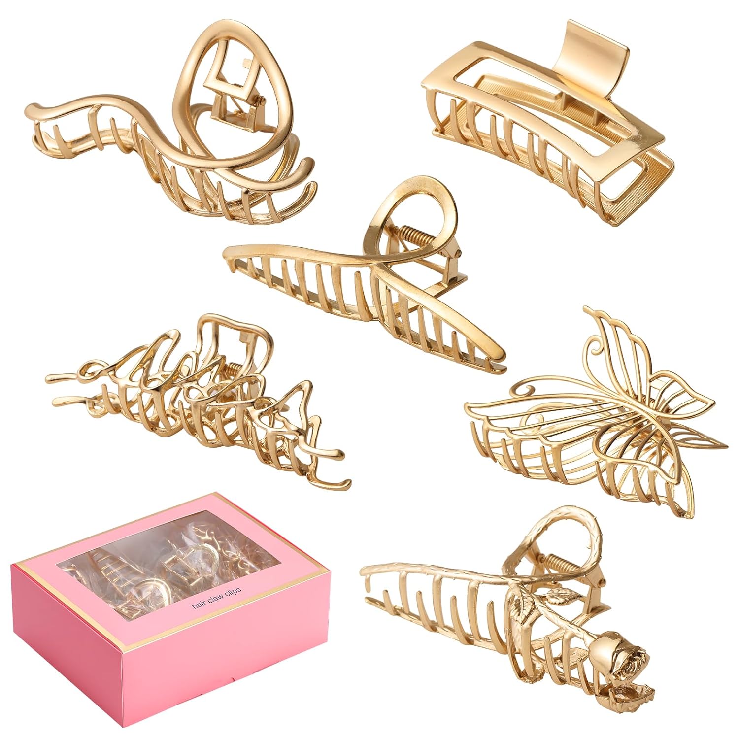 LUKACY 6 Pack Large Metal Hair Claw Clips