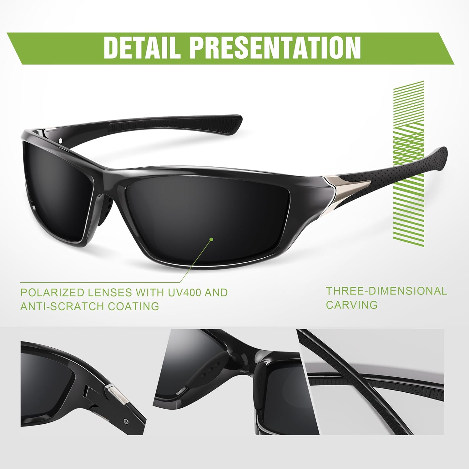3-Pack Polarized Sports Sunglasses for Men