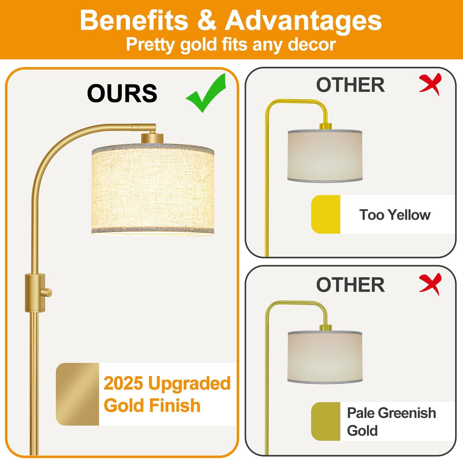 Nintiue Upgraded Modern Arc Dimmable Tall Standing Floor Lamp