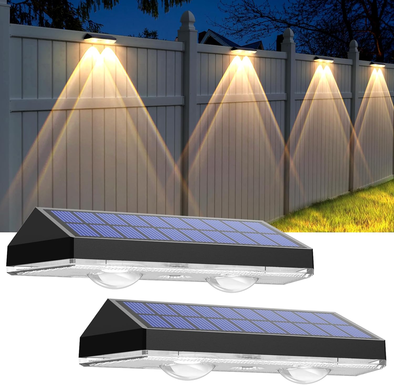 Solar Fence Lights Outdoor Waterproof LED Fence Light