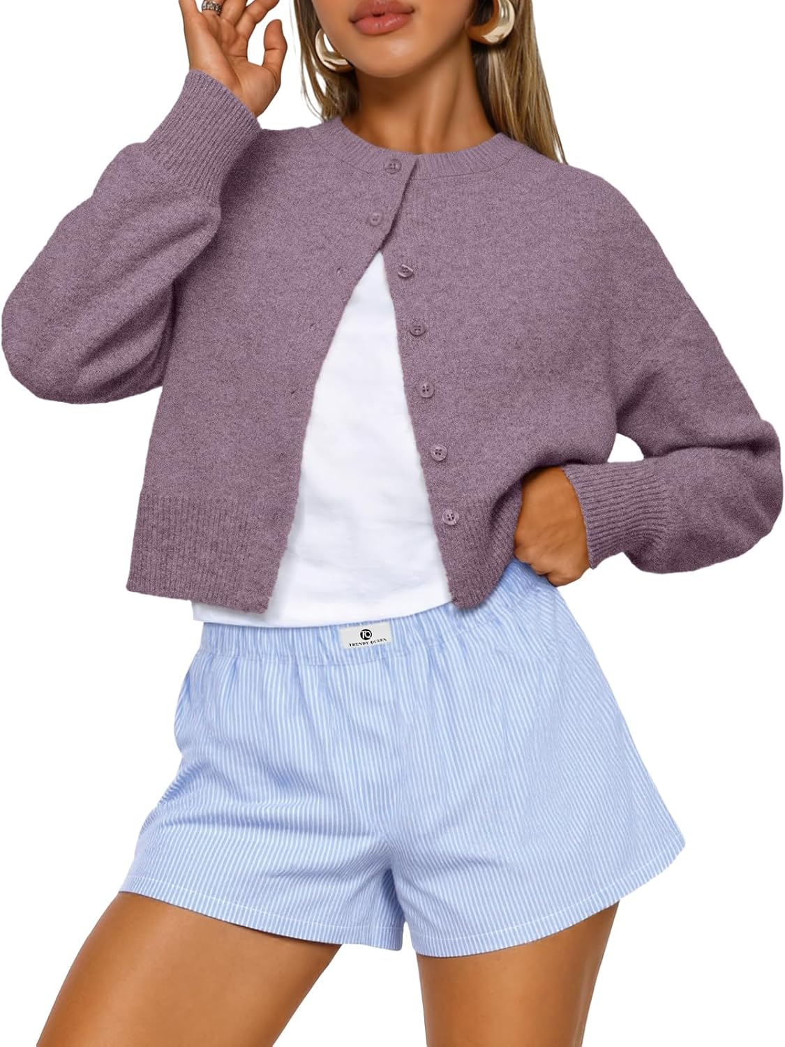 Trendy Queen Women’s Cropped Cardigan Sweater