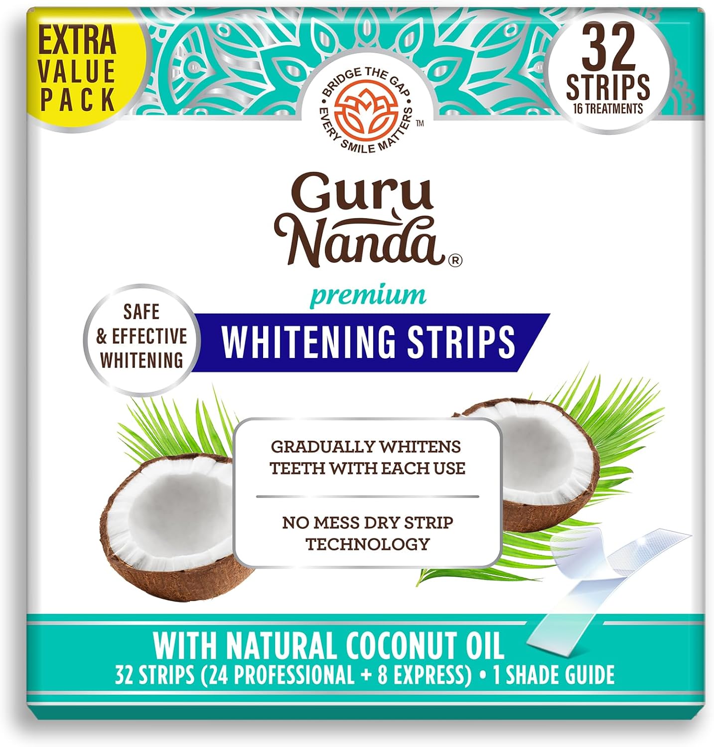 GuruNanda Teeth Whitening Strips with Non-Slip