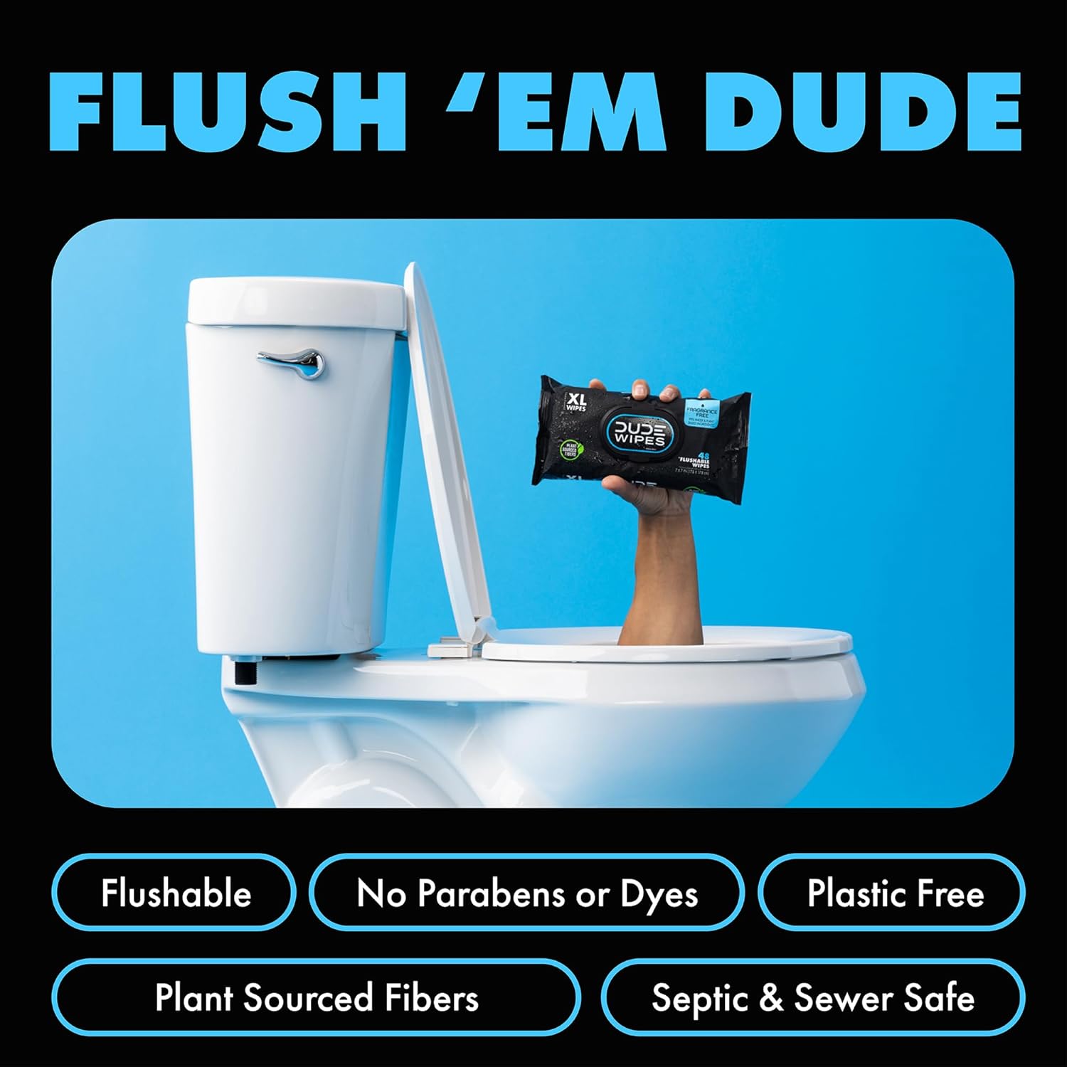 DUDE Wipes Flushable Wipes Unscented Extra-Large
