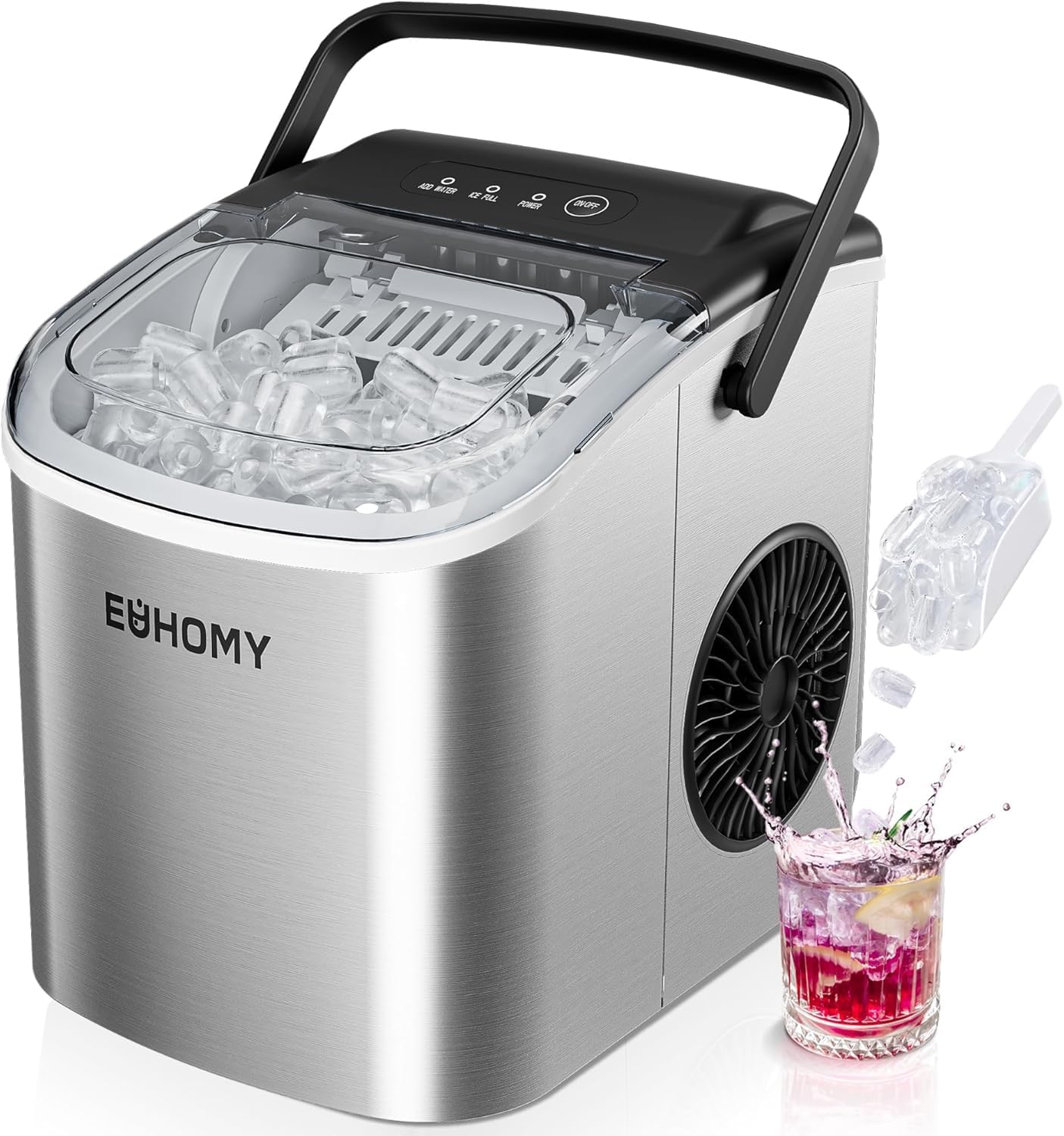EUHOMY Countertop Ice Maker with Handle
