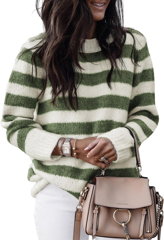 Dokotoo Sweaters for Women Crewneck Striped Cute