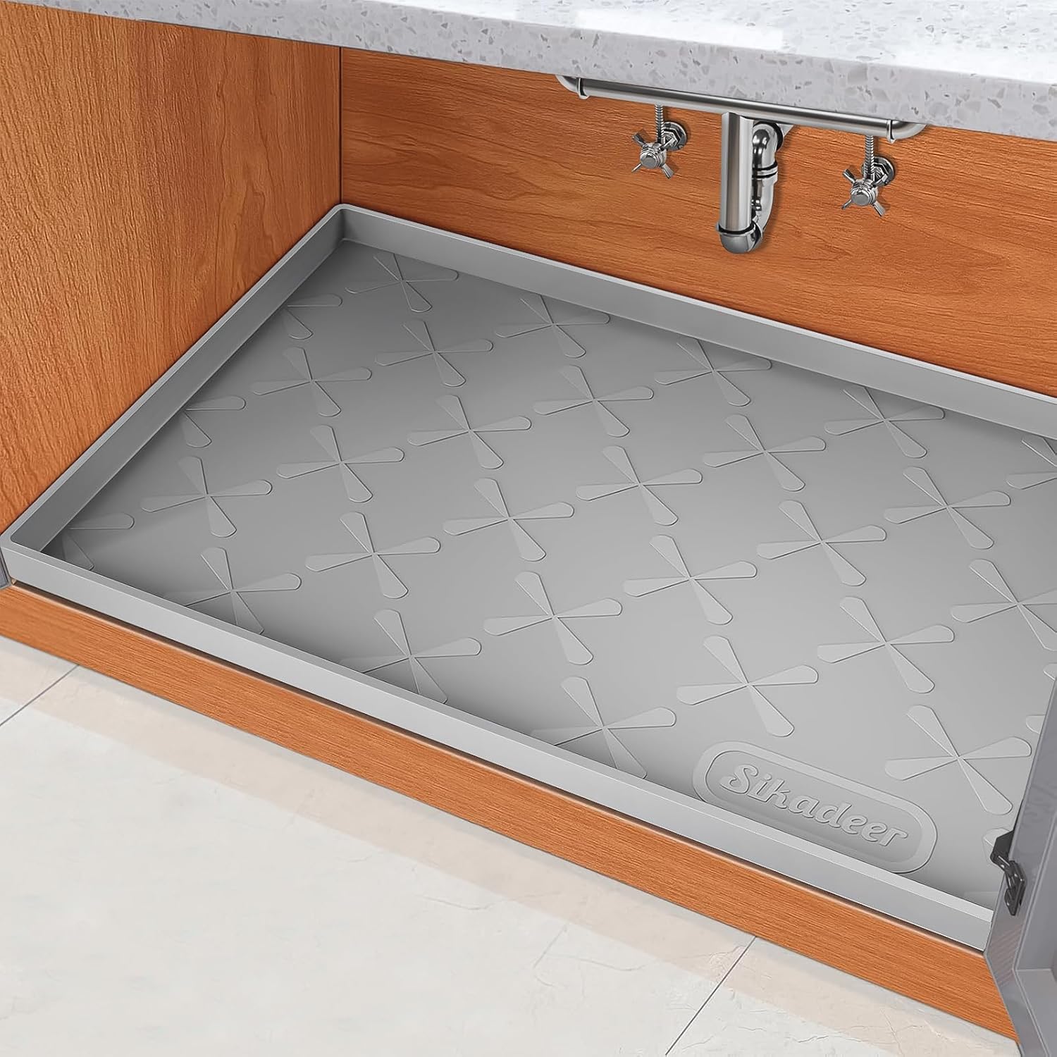 SIKADEER 34" x 22" Under Sink Mat Waterproof