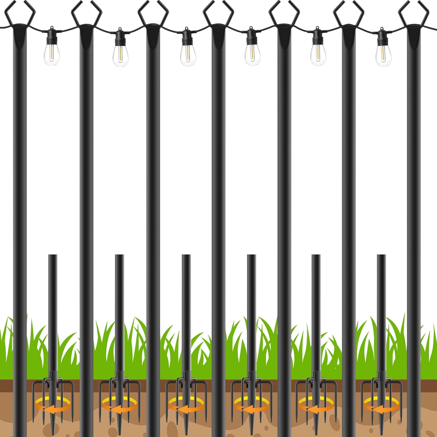 String Light Poles Outdoor String Light Pole with Hooks