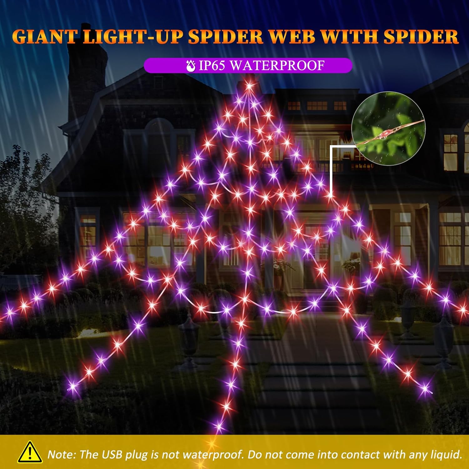 Halloween Spider Web Lights LED Lighted Spider
