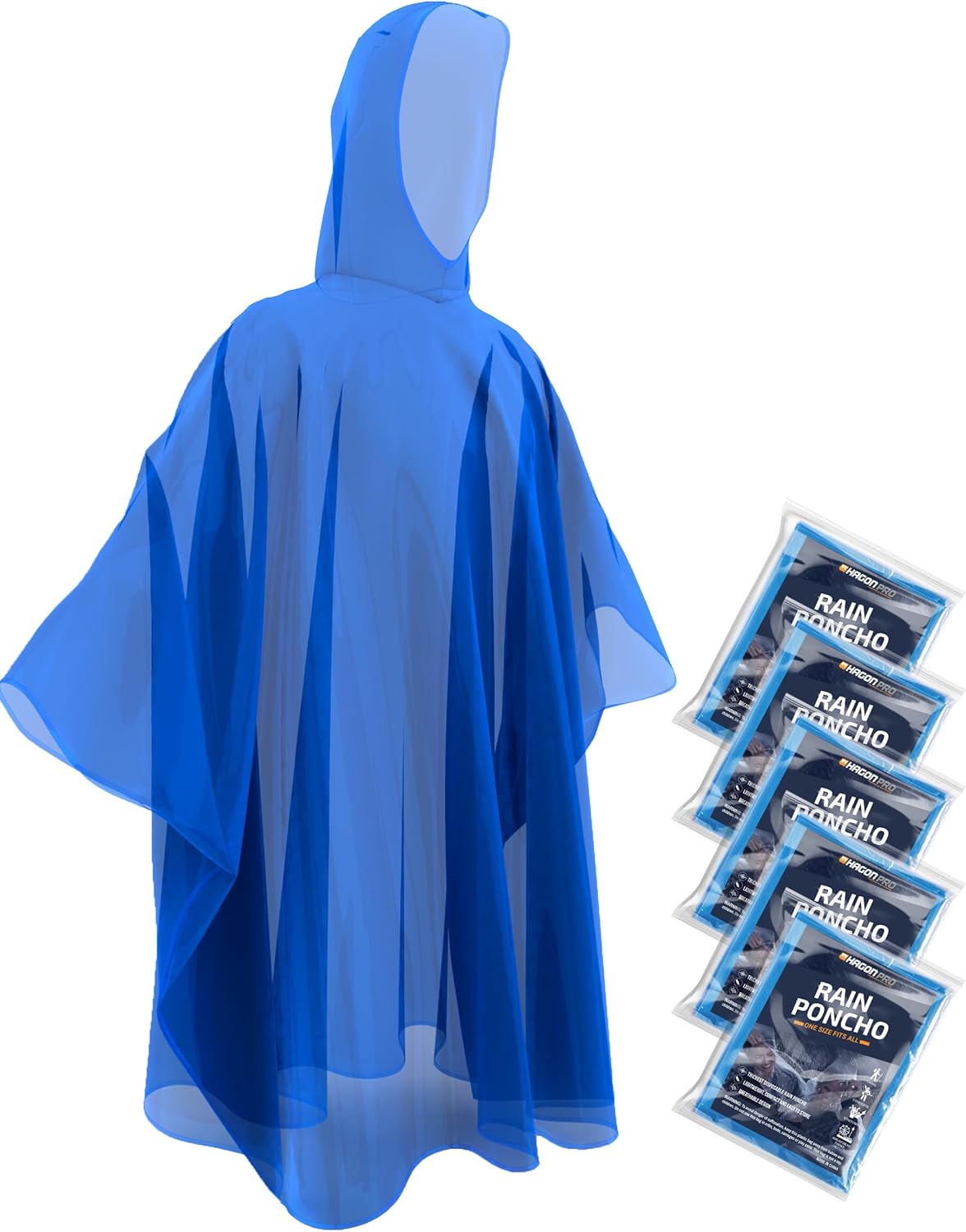 Hagon PRO Disposable Rain Ponchos for Adults