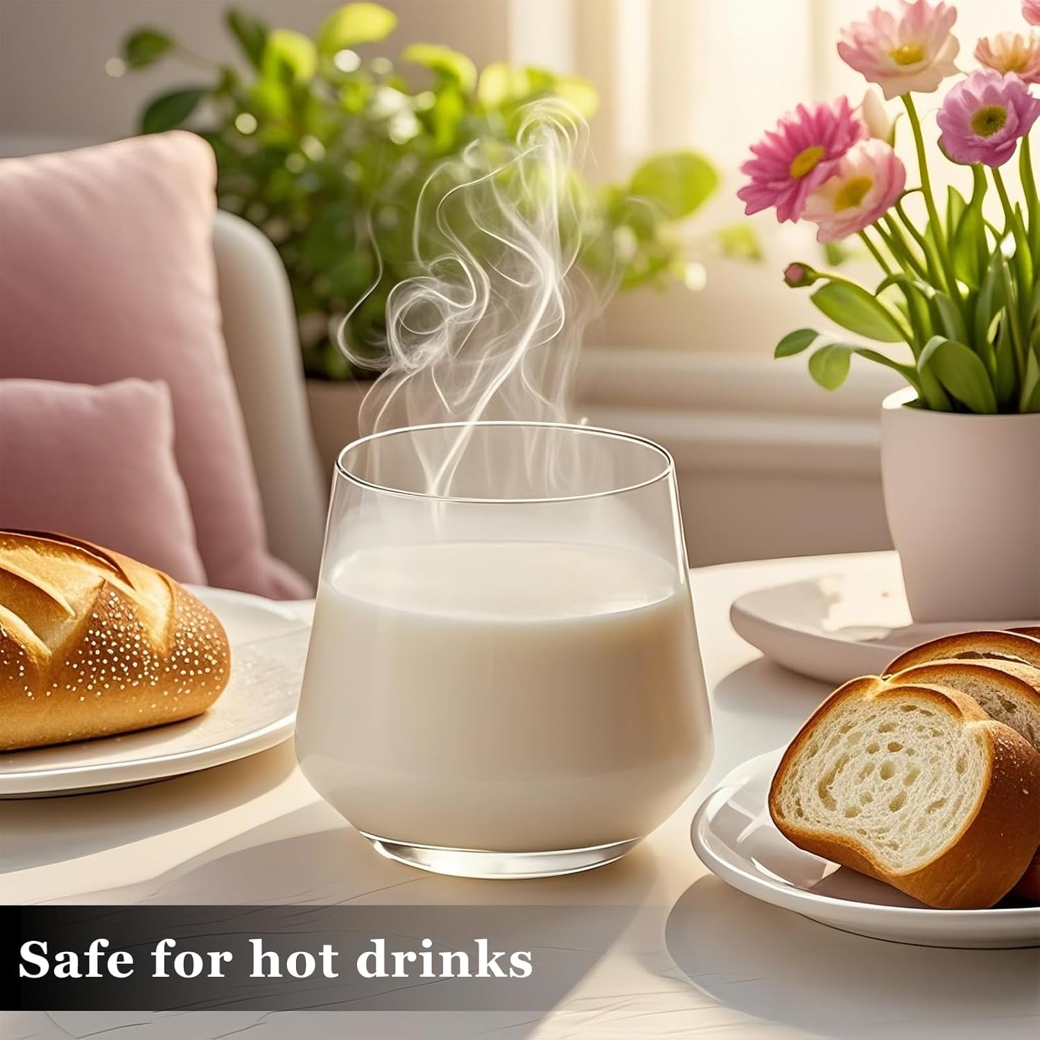 Stemless Wine Glasses Set of 4 for Daily Use