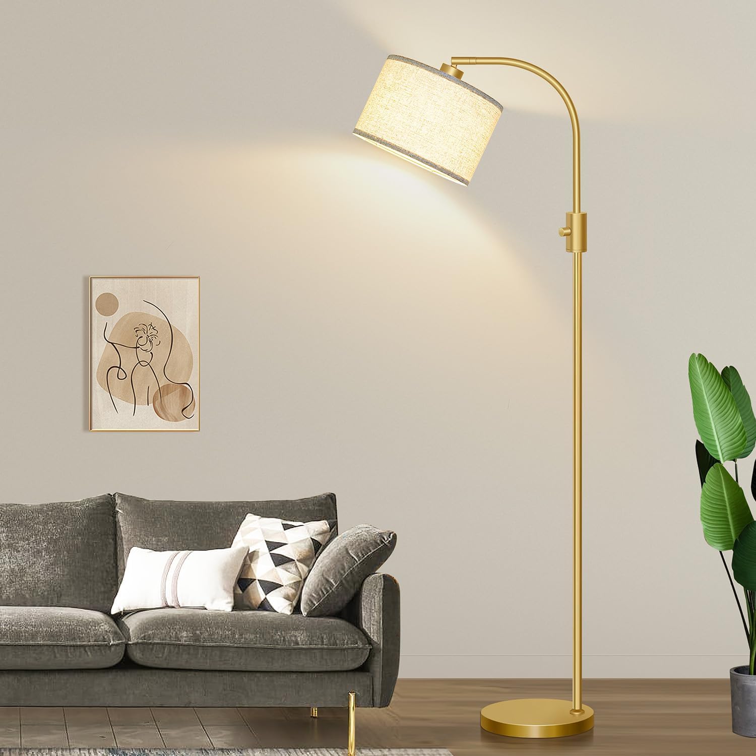 Nintiue Upgraded Modern Arc Dimmable Tall Standing Floor Lamp