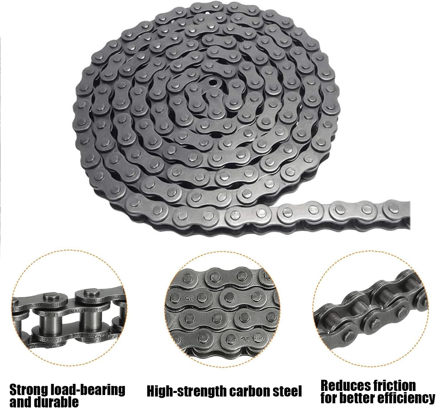 AZSSMUK Roller Chain 5 Feet Carbon Steel Material