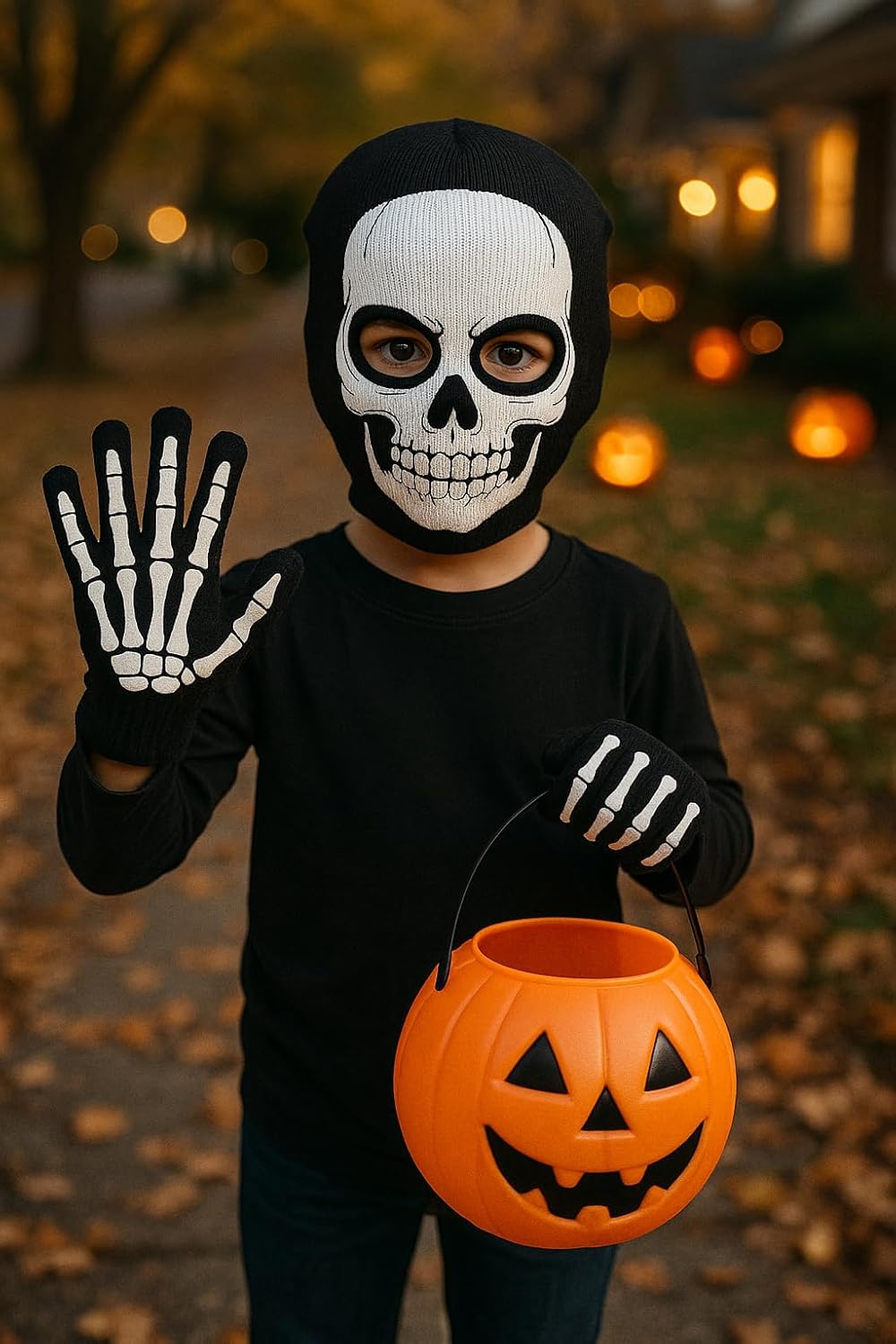 Boy's Skeleton Knit Beanie with Eye Holes