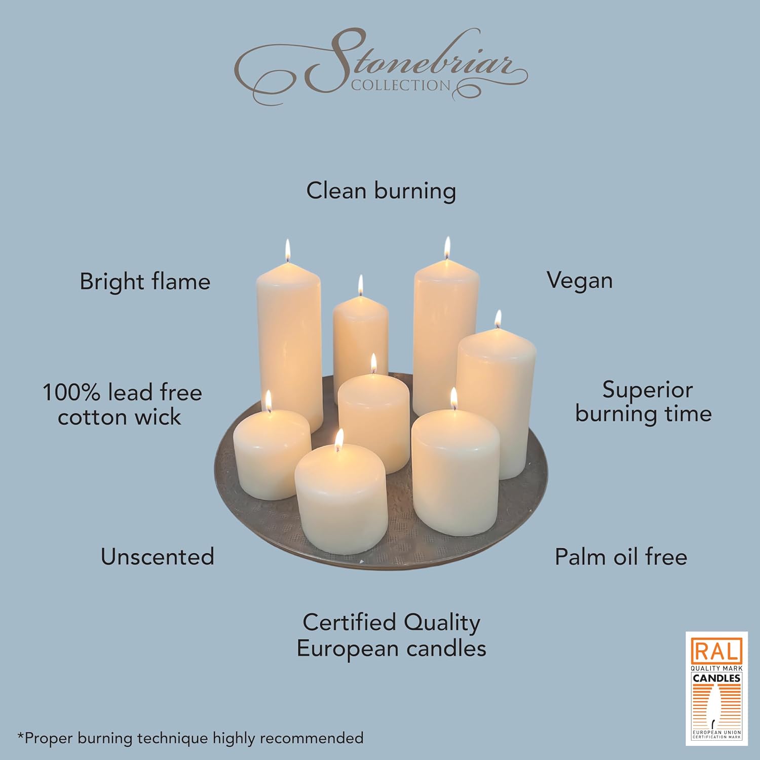 Stonebriar Unscented White Tall Pillar Candles