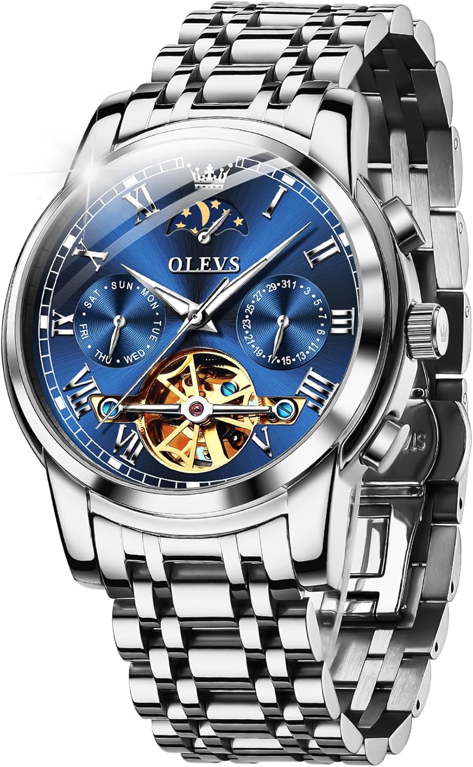 OLEVS Mens Automatic Watches Skeleton Mechanical