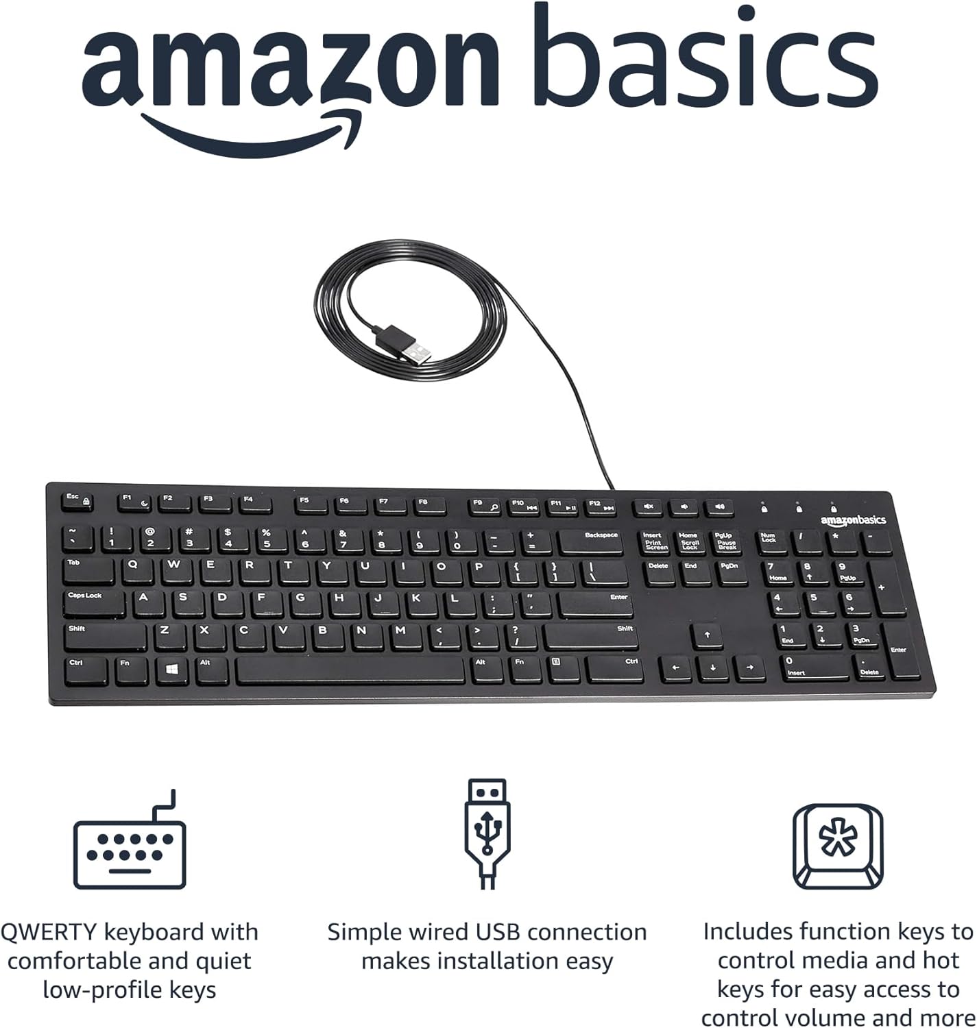 Amazon Basics Wired QWERTY Keyboard