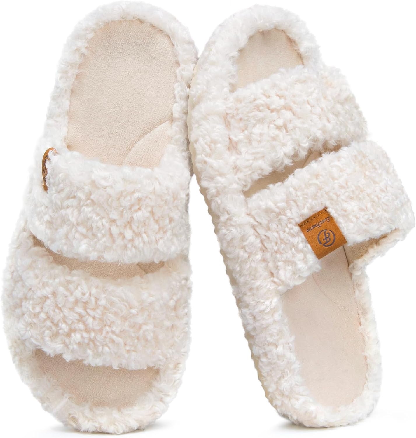 EverFoams Womens Fuzzy Open-toe Slippers