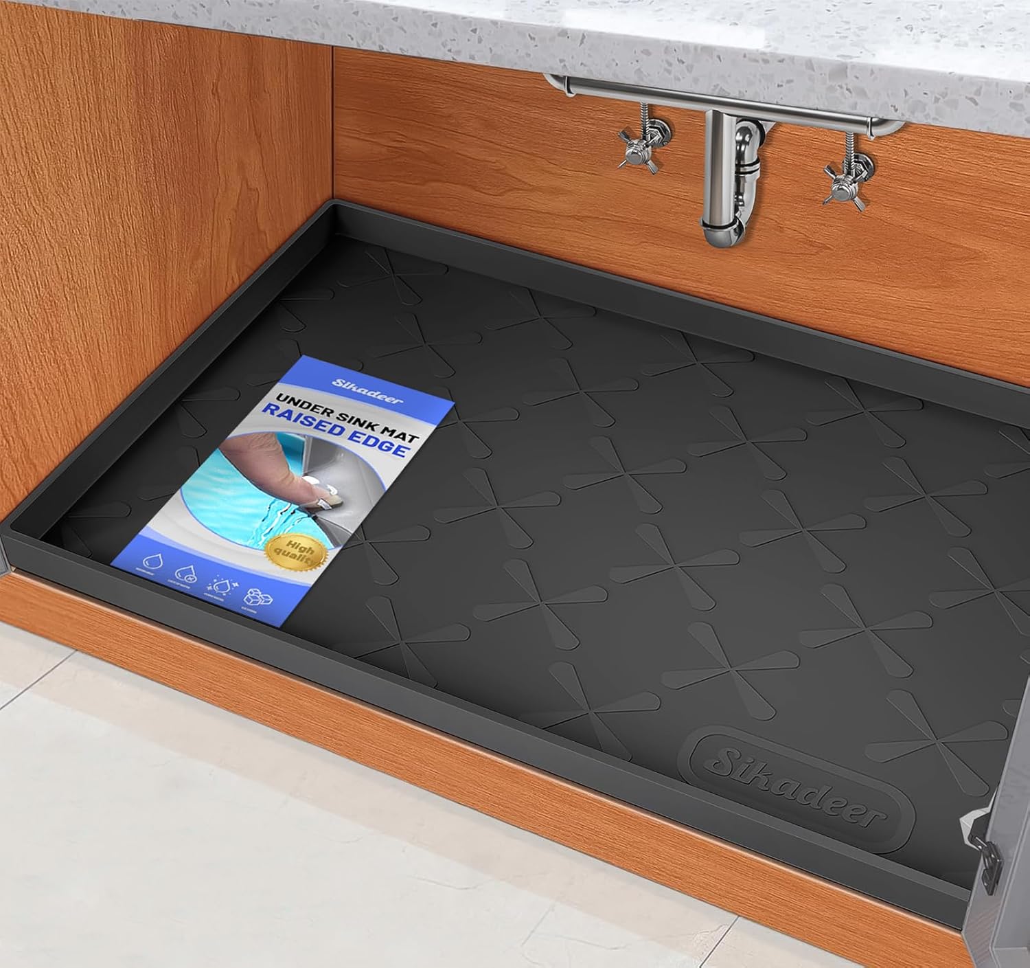 SIKADEER 34" x 22" Under Sink Mat Waterproof