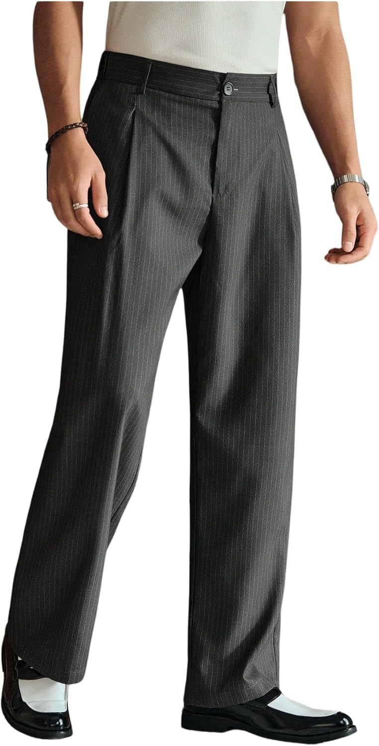 GORGLITTER Men's Casual Wide Leg Dress Pants