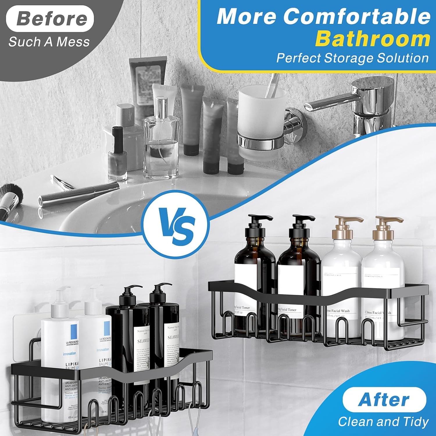 5-Pack Adhesive Shower Caddy