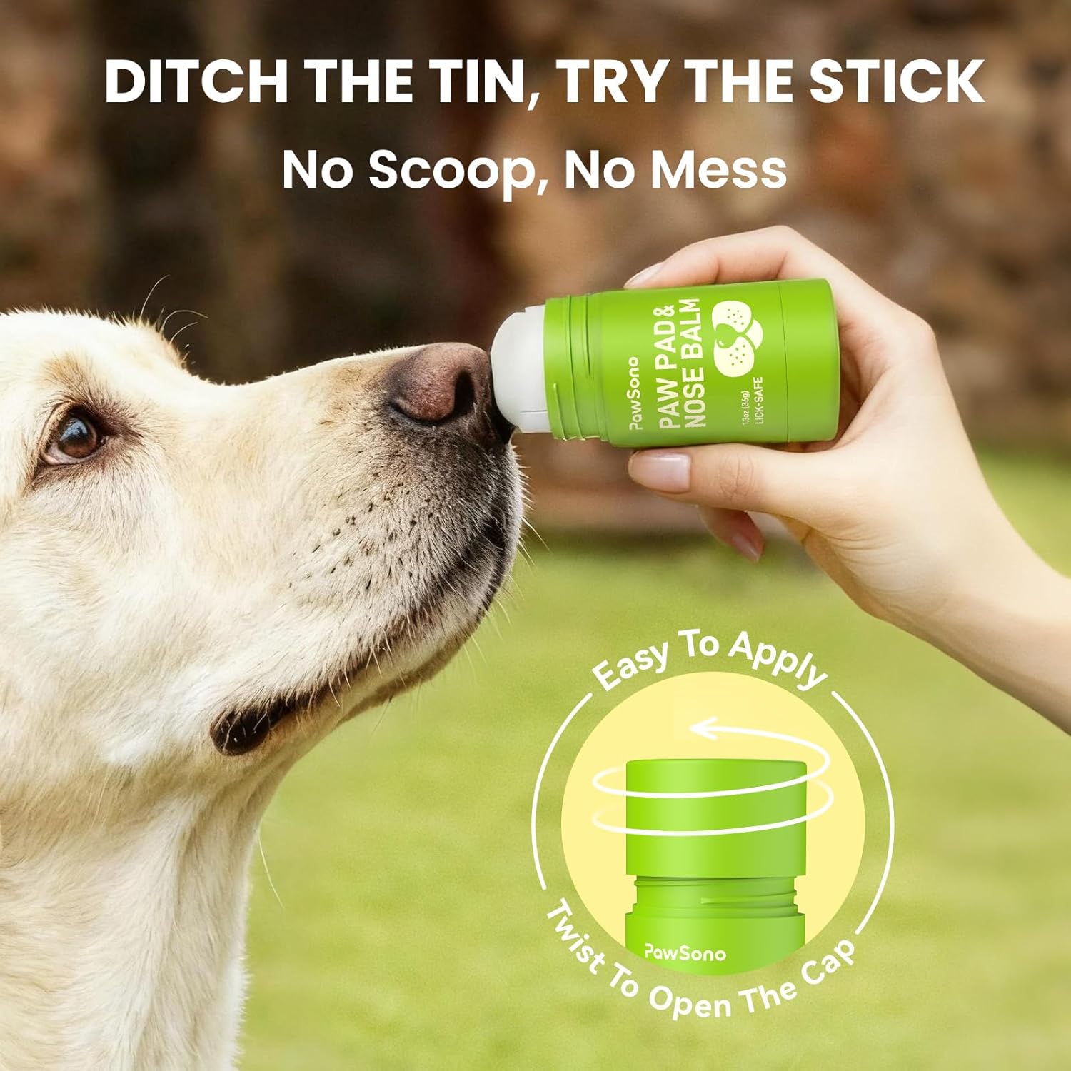 Lick-Safe Dog Paw & Nose Balm Stick with Coconut Oil