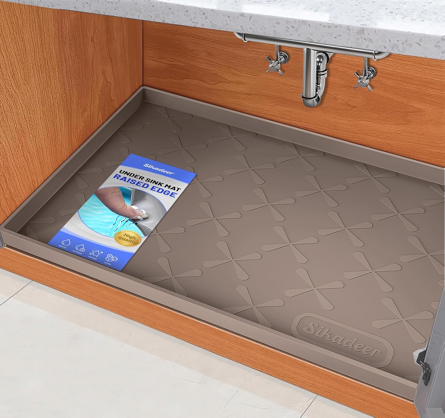 SIKADEER 34" x 22" Under Sink Mat Waterproof