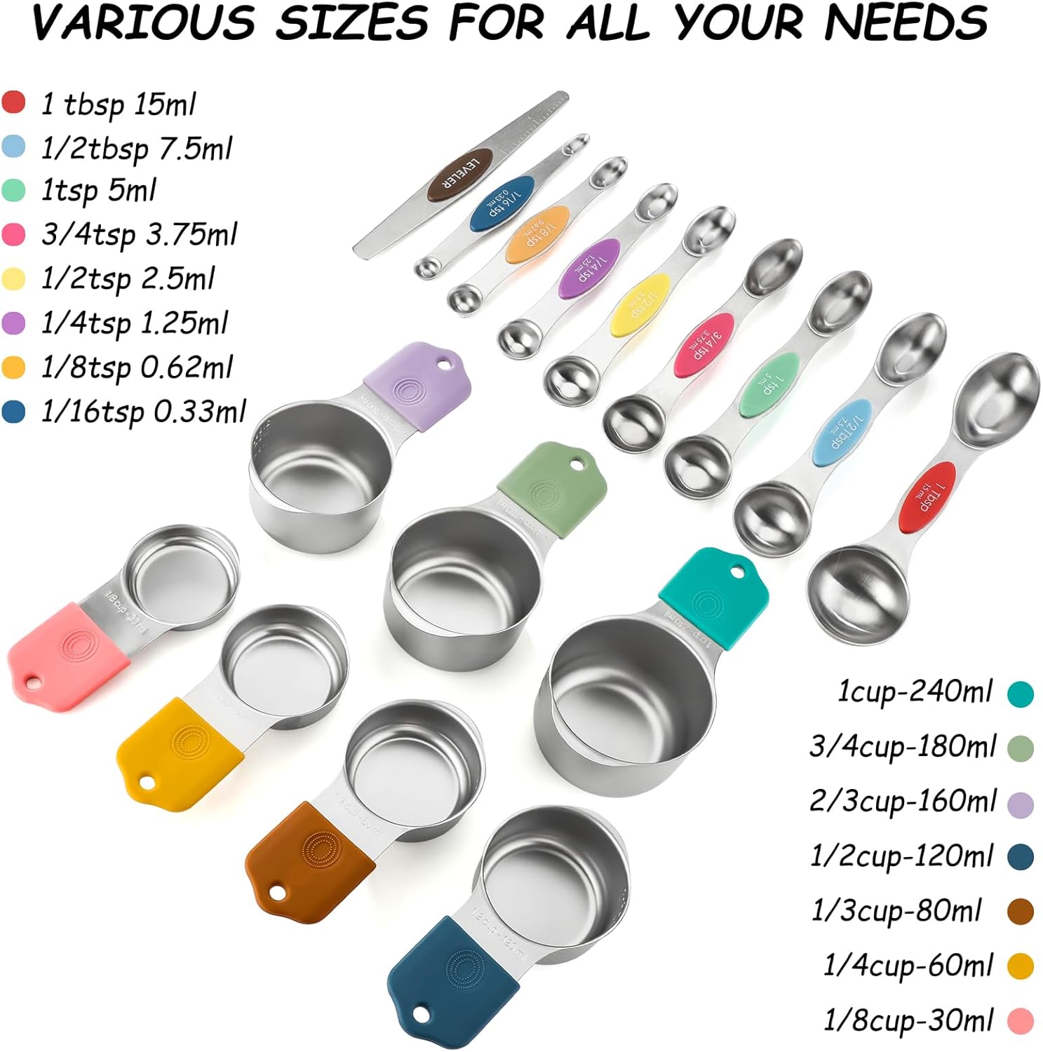 Magnetic Measuring Cups and Spoons Set