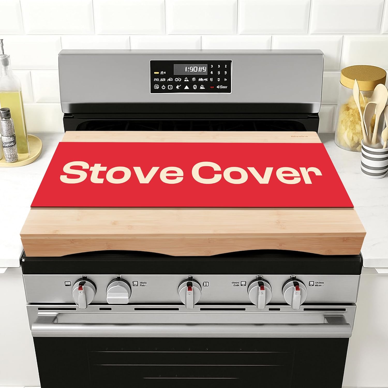 Natural Acacia Stove Cover for Gas Electric