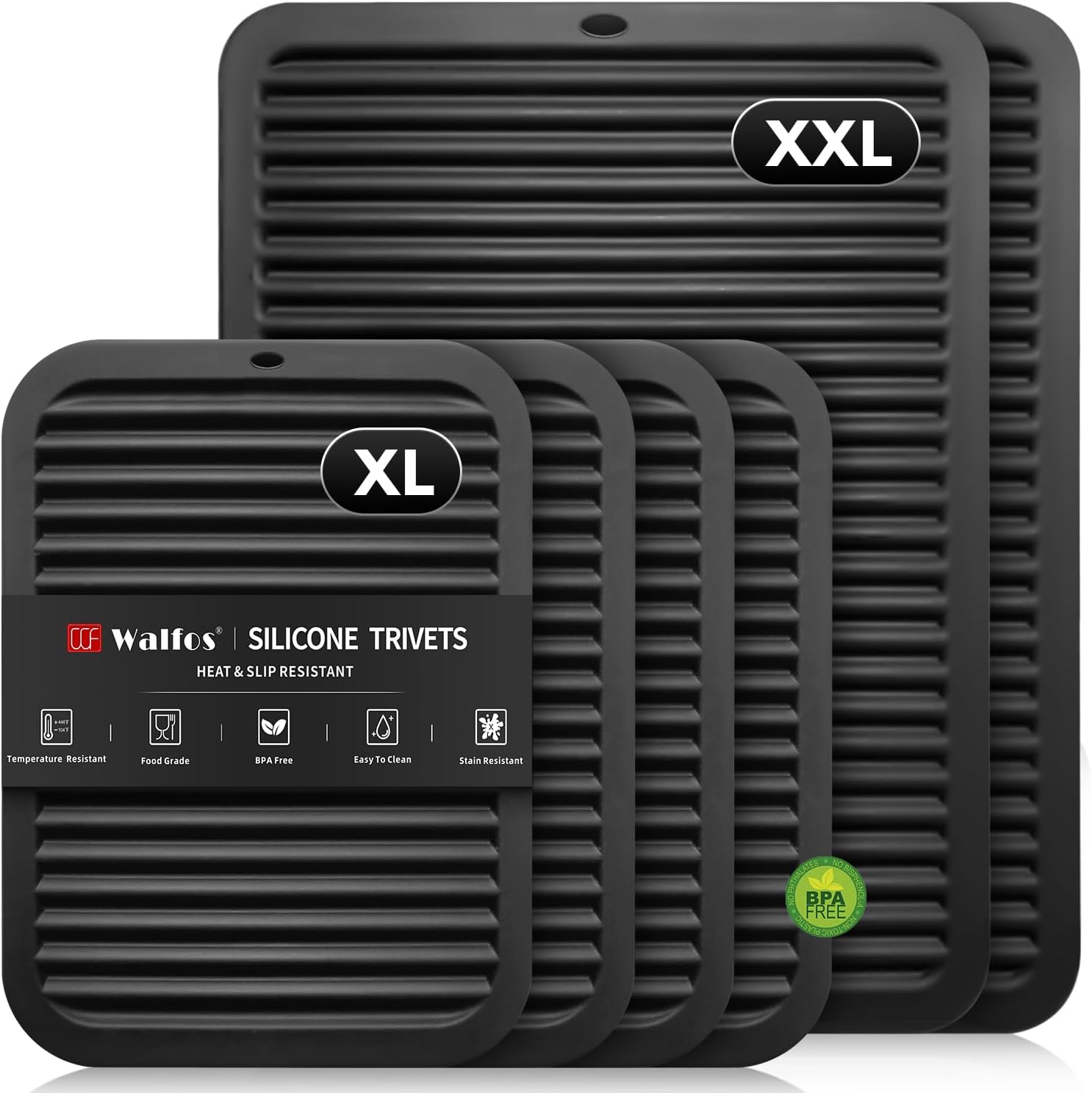 Walfos Silicone Trivet Mats - 4 Heat Resistant Pot Holders