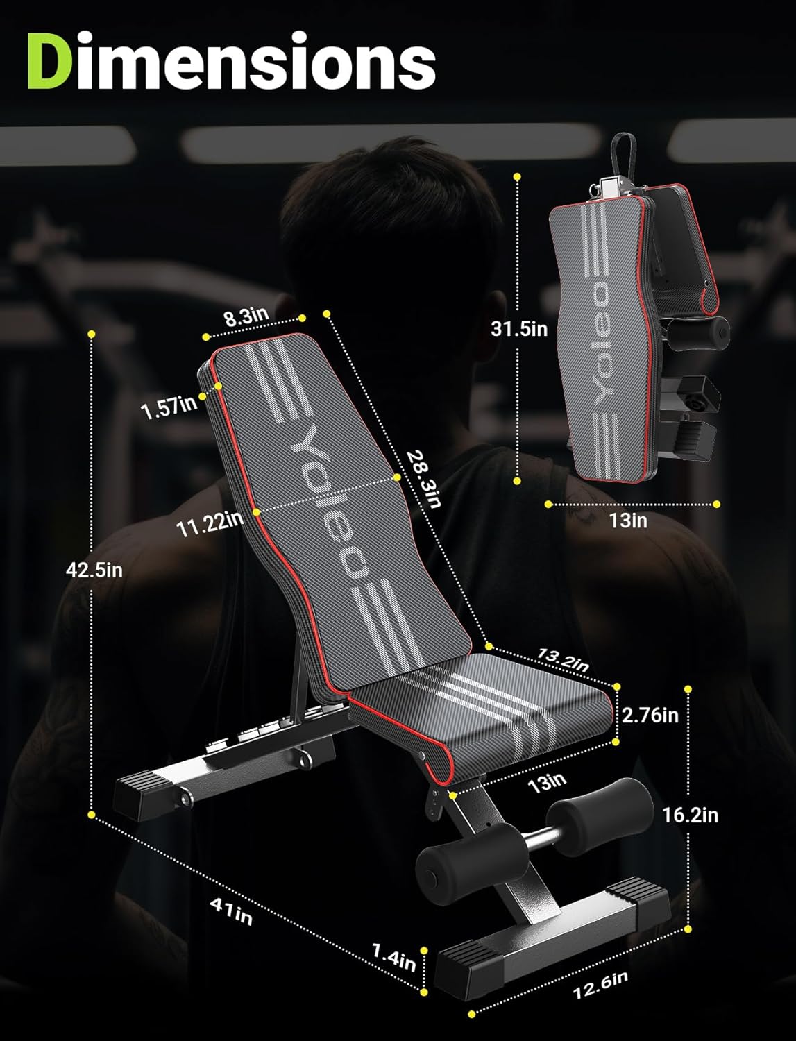 YOLEO Foldable Weight Bench for Full Body Gym Workout
