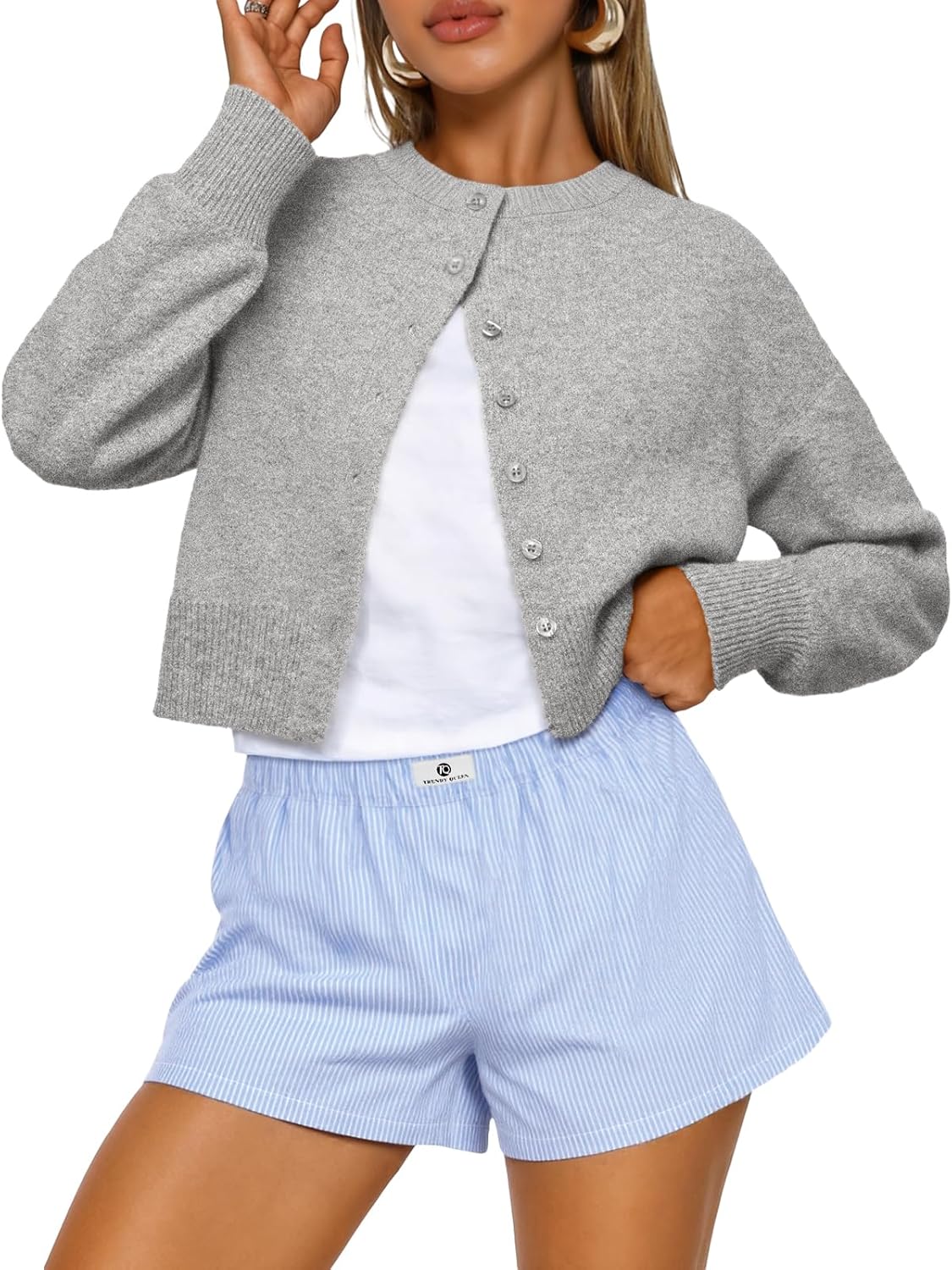 Trendy Queen Women’s Cropped Cardigan Sweater